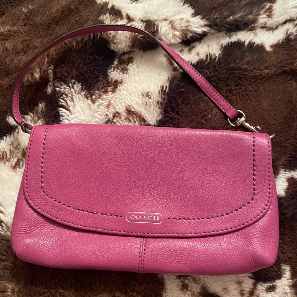 Coach Pink Clutch with Smooth Leather Finish